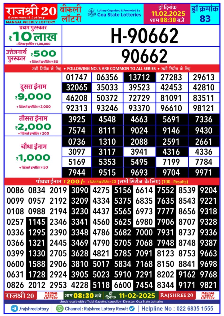 Everest Result Today Dear Lottery Chart