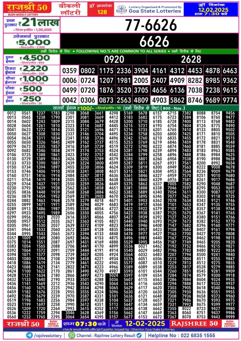 Everest Result Today Dear Lottery Chart