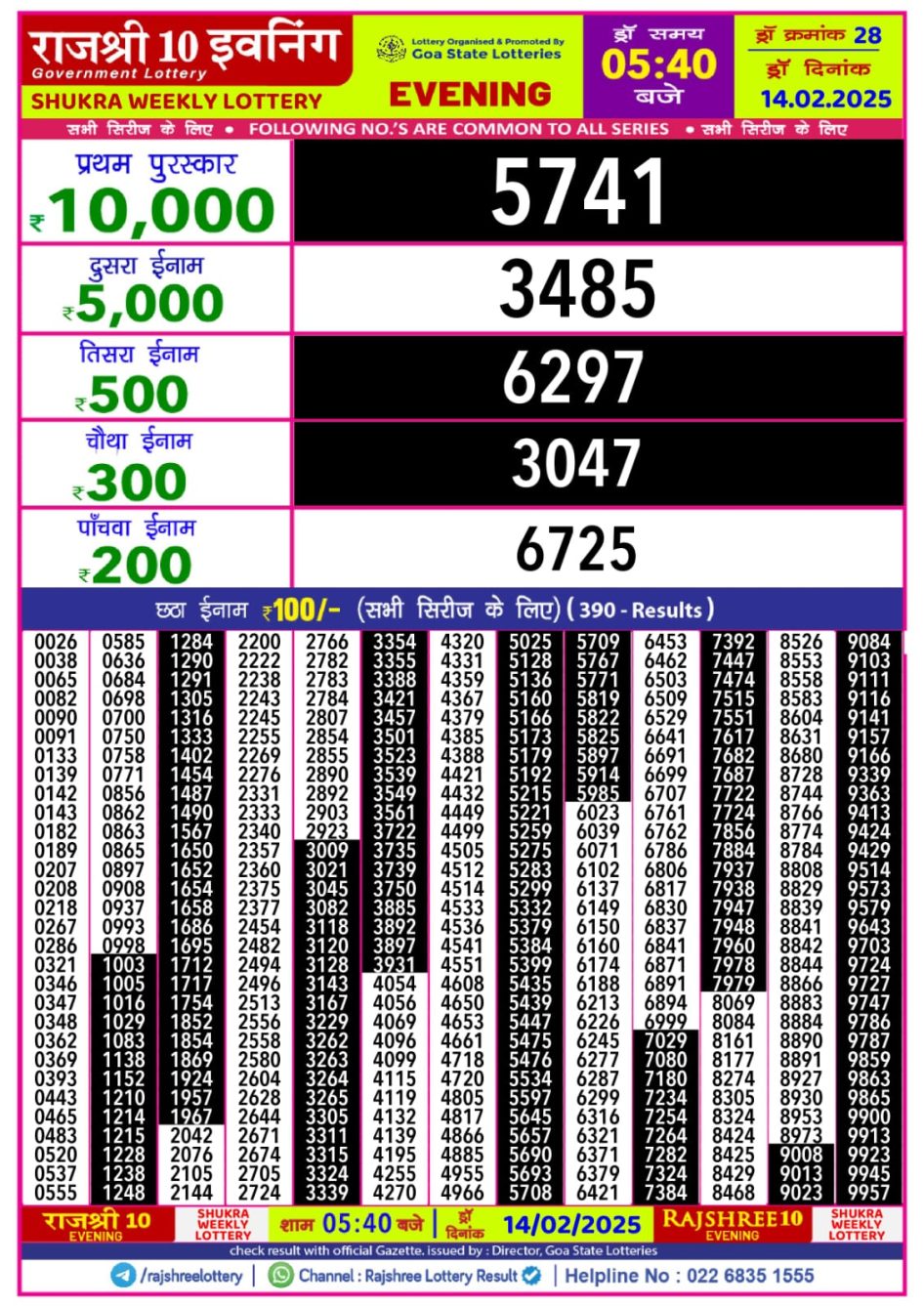 Everest Result Today Dear Lottery Chart