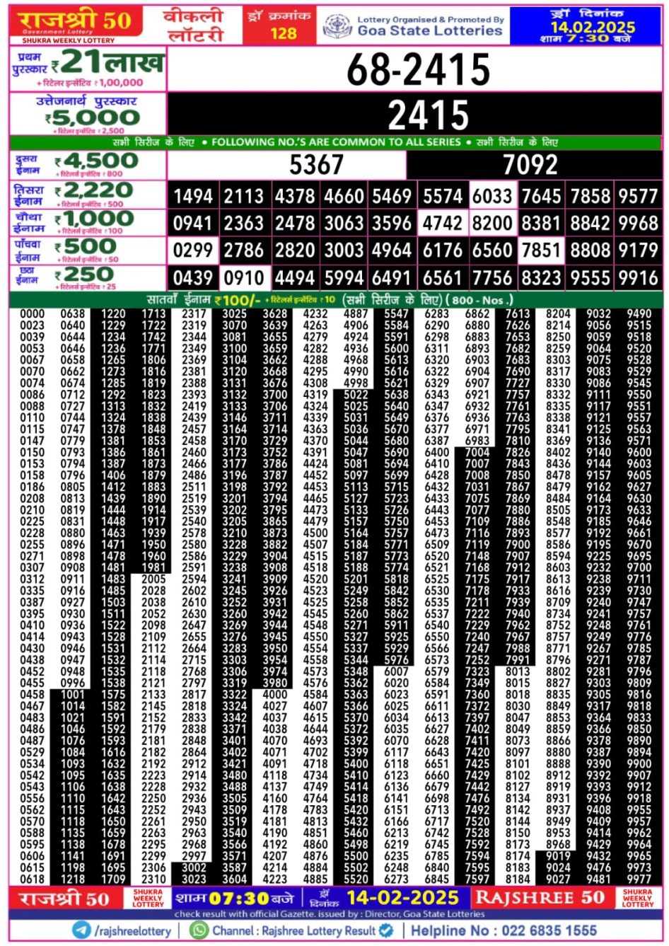 Everest Result Today Dear Lottery Chart