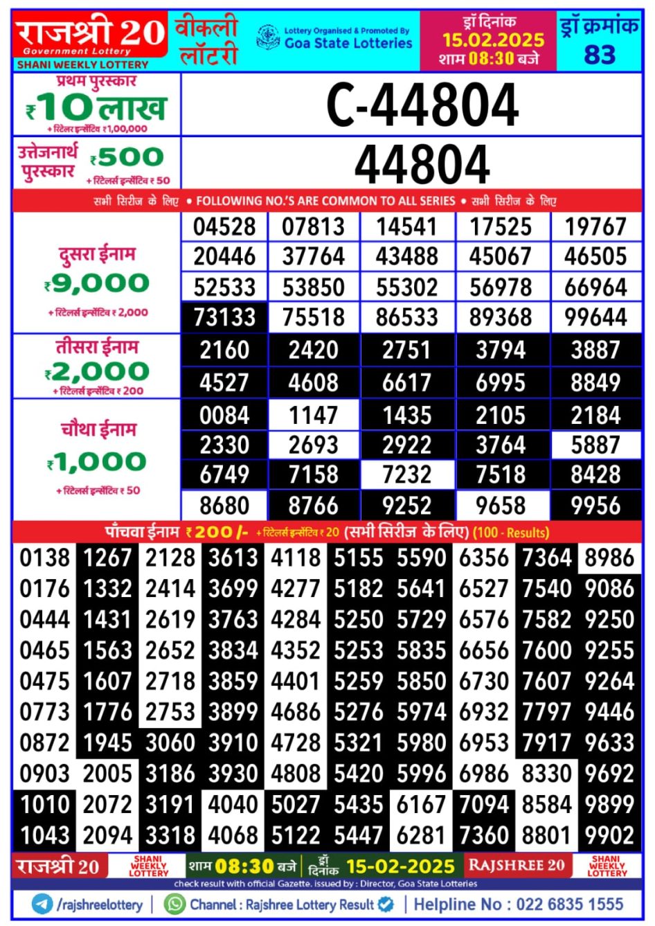 Everest Result Today Dear Lottery Chart