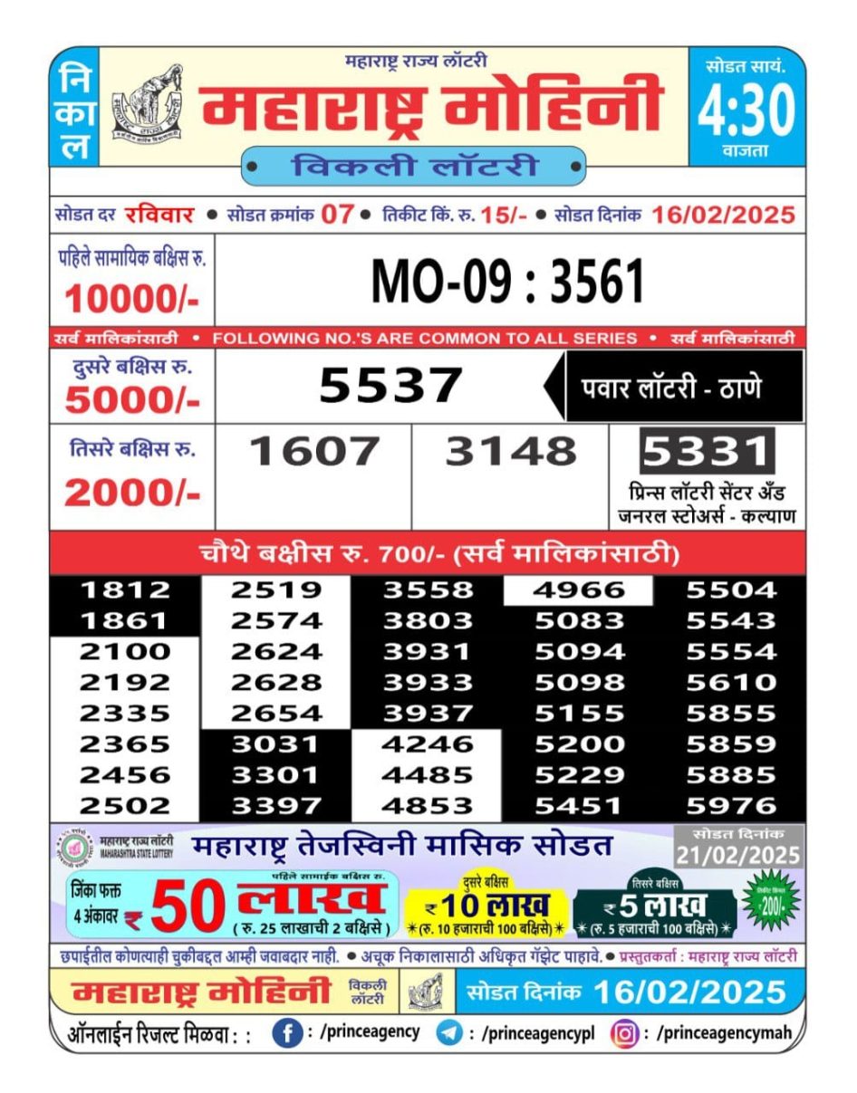 Everest Result Today Dear Lottery Chart