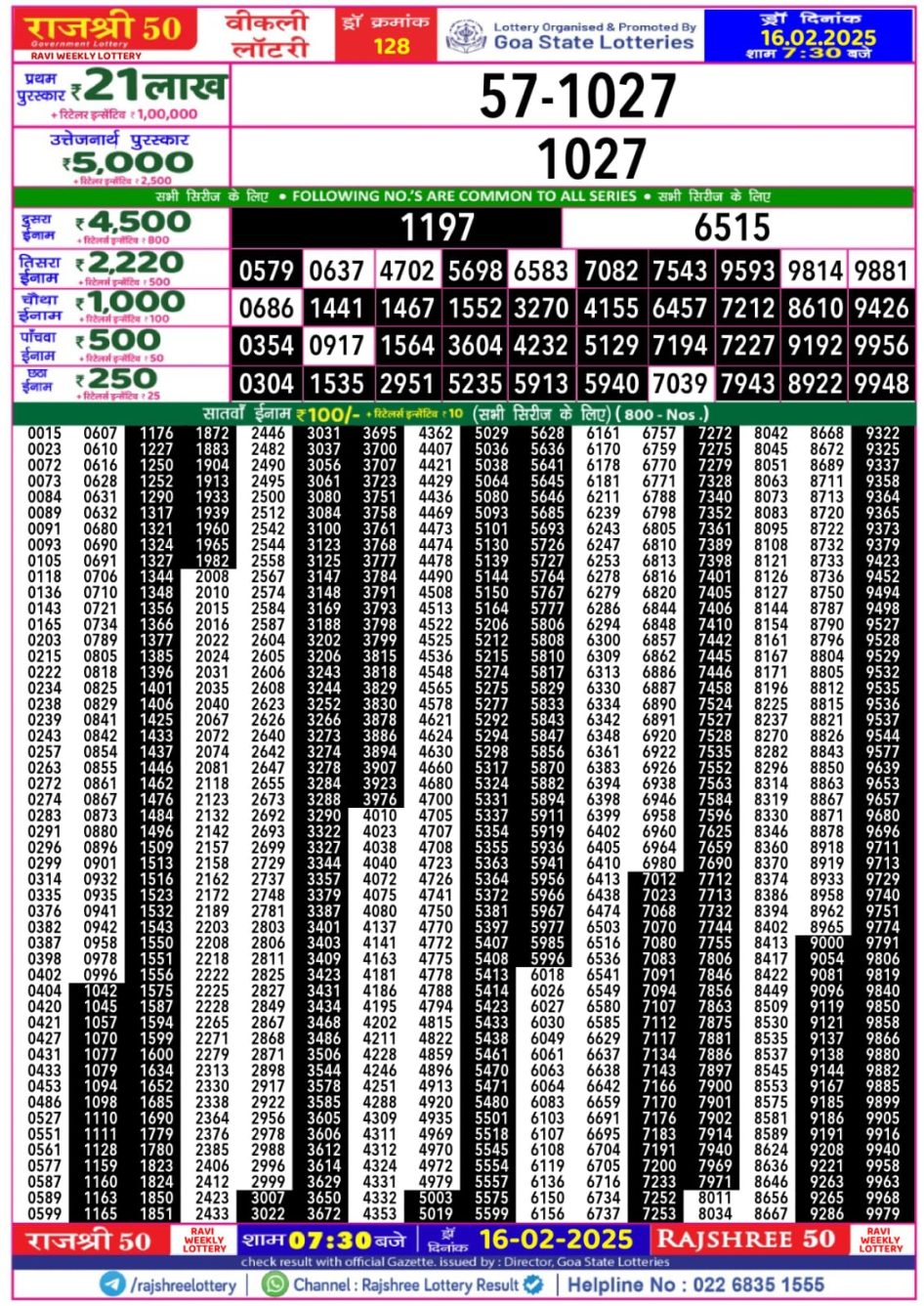 Everest Result Today Dear Lottery Chart