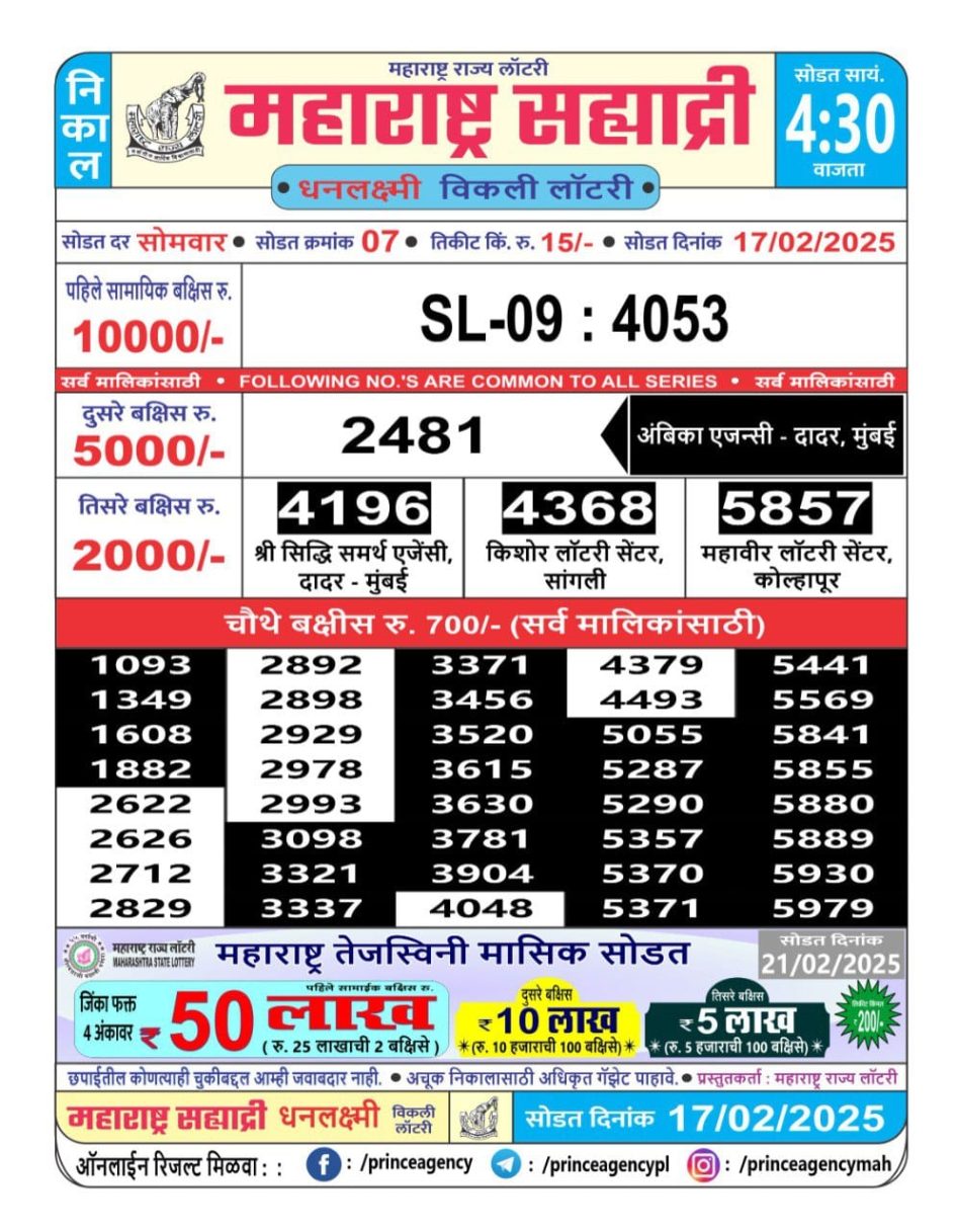 Everest Result Today Dear Lottery Chart