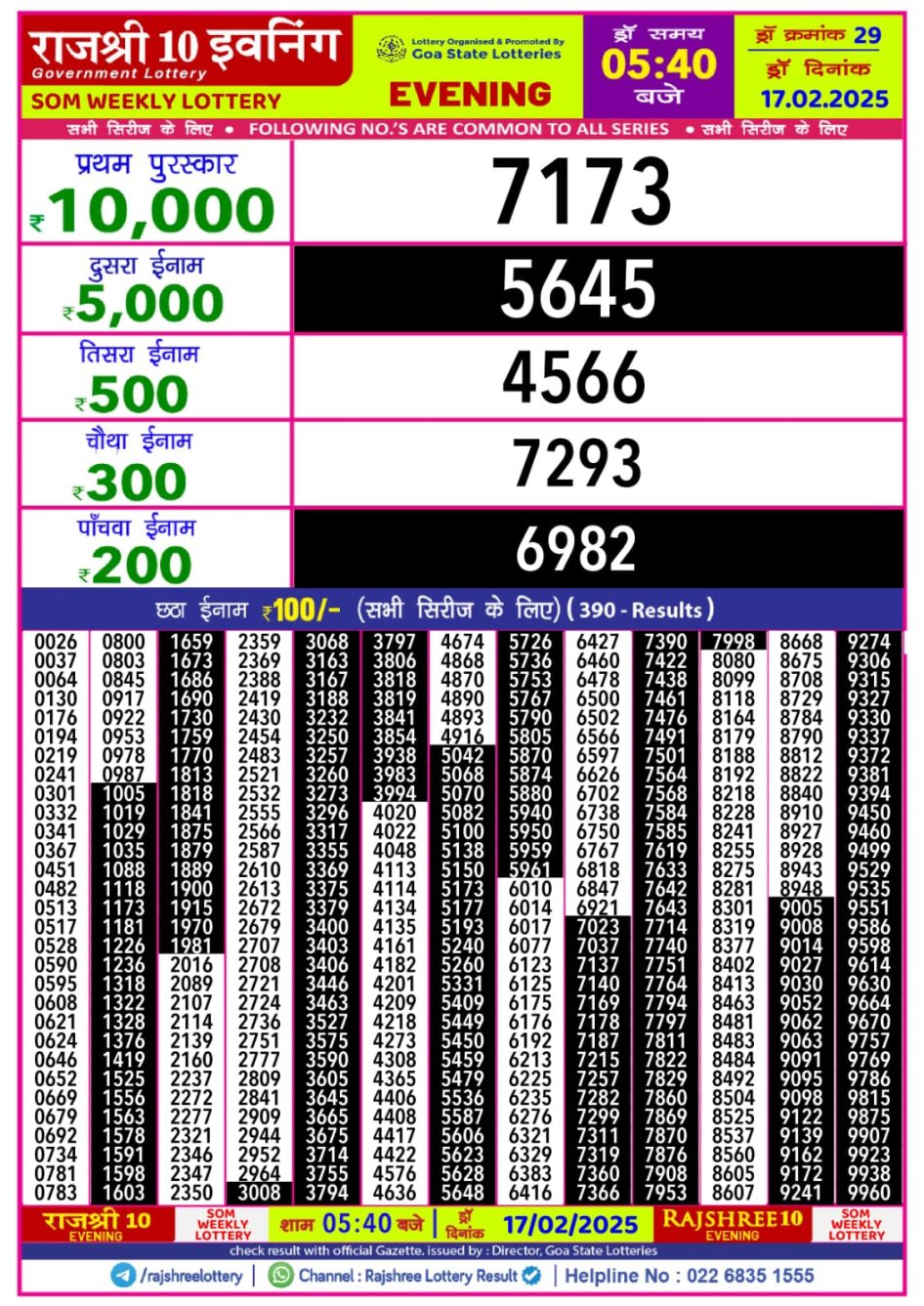 Everest Result Today Dear Lottery Chart