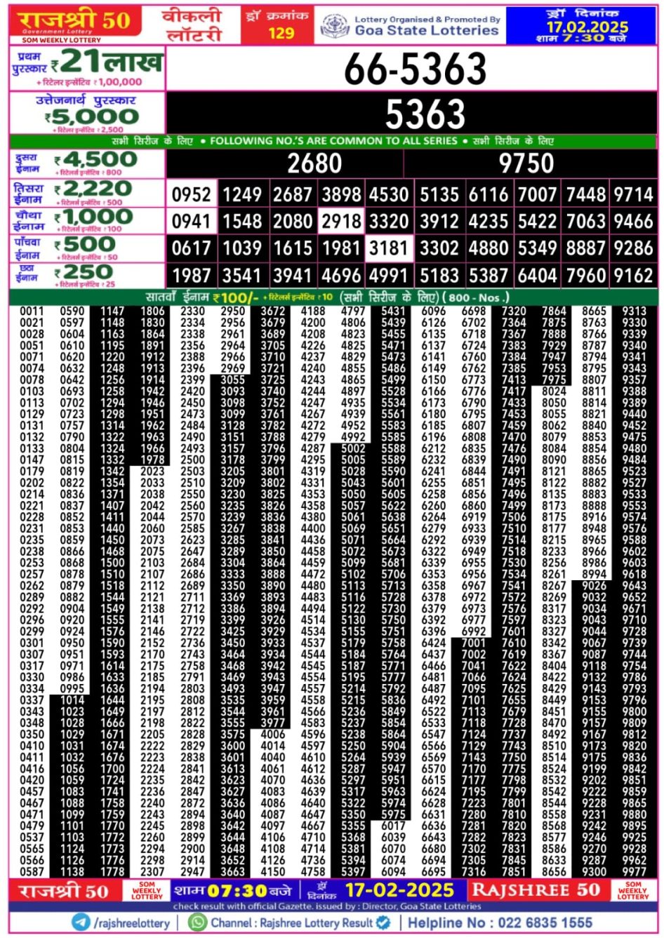 Everest Result Today Dear Lottery Chart