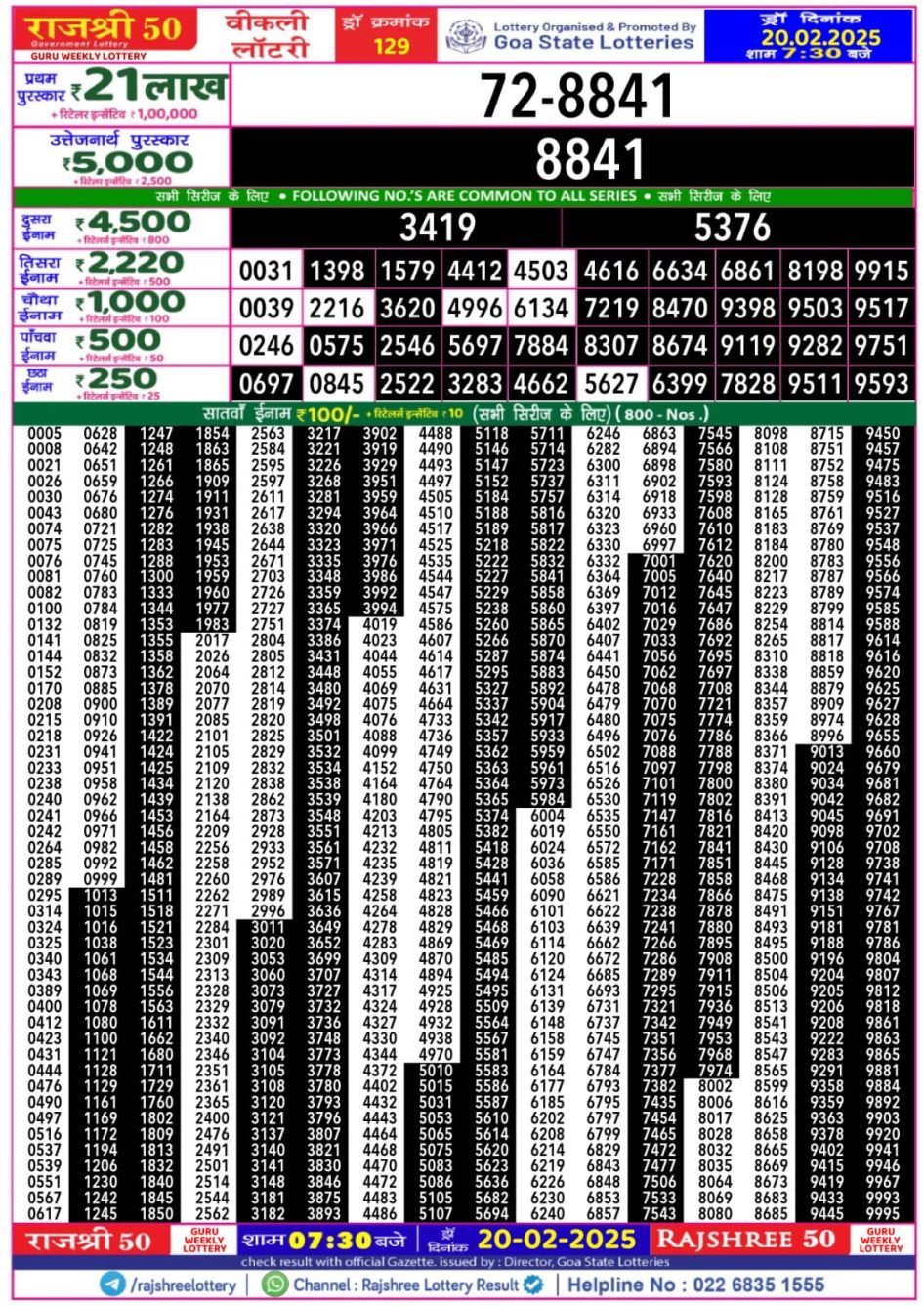 Everest Result Today Dear Lottery Chart