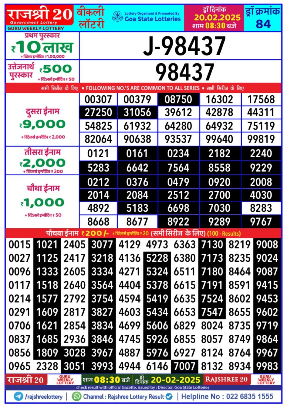 Everest Result Today Dear Lottery Chart