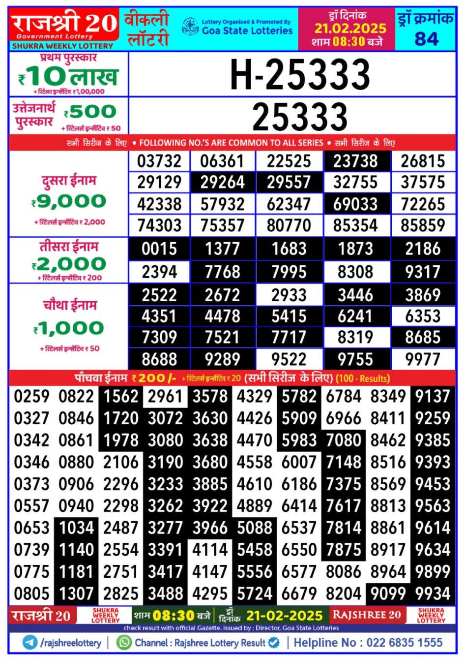 Everest Result Today Dear Lottery Chart