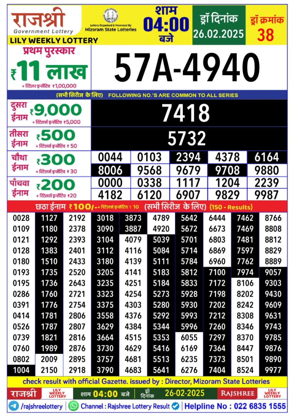 Everest Result Today Dear Lottery Chart