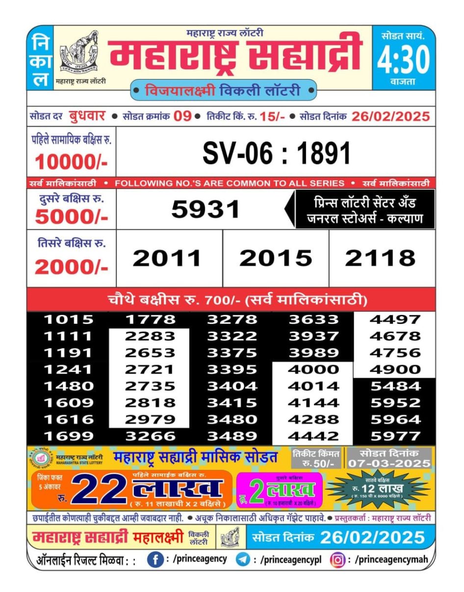 Everest Result Today Dear Lottery Chart