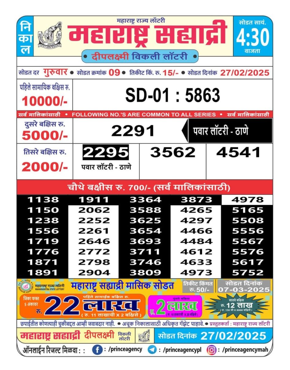 Everest Result Today Dear Lottery Chart