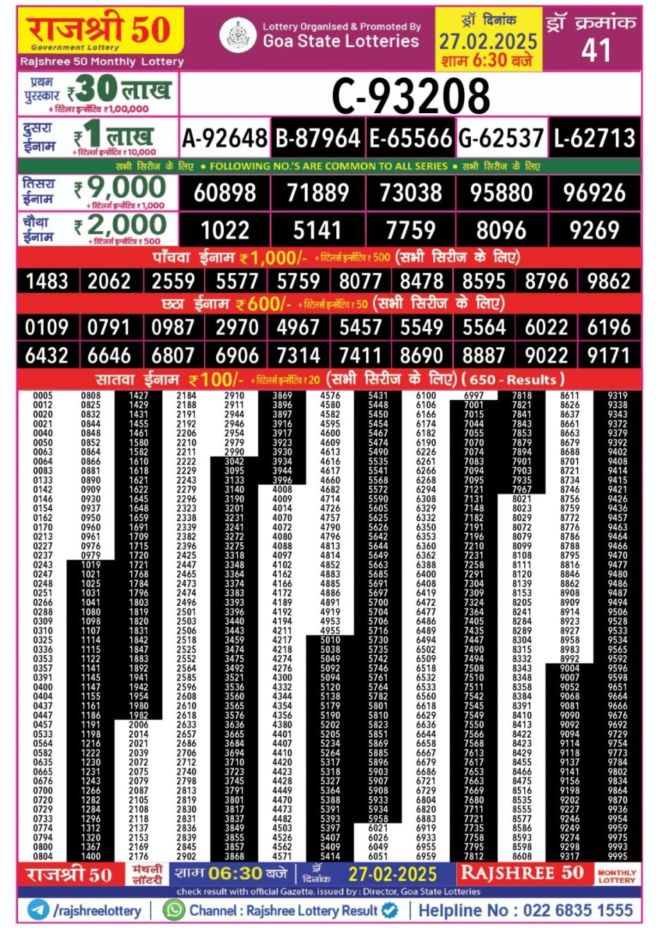 Everest Result Today Dear Lottery Chart