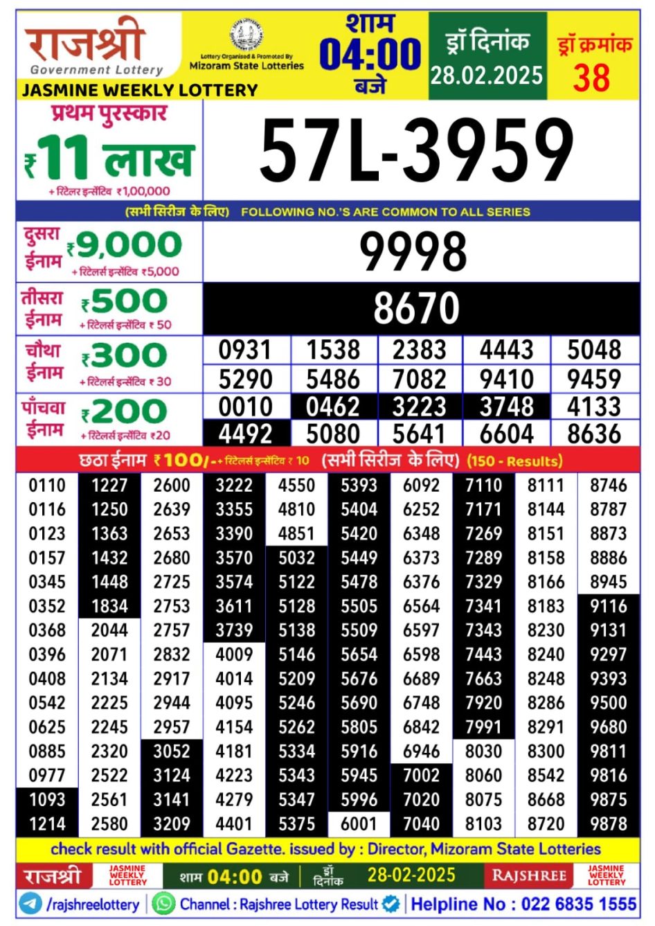 Everest Result Today Dear Lottery Chart