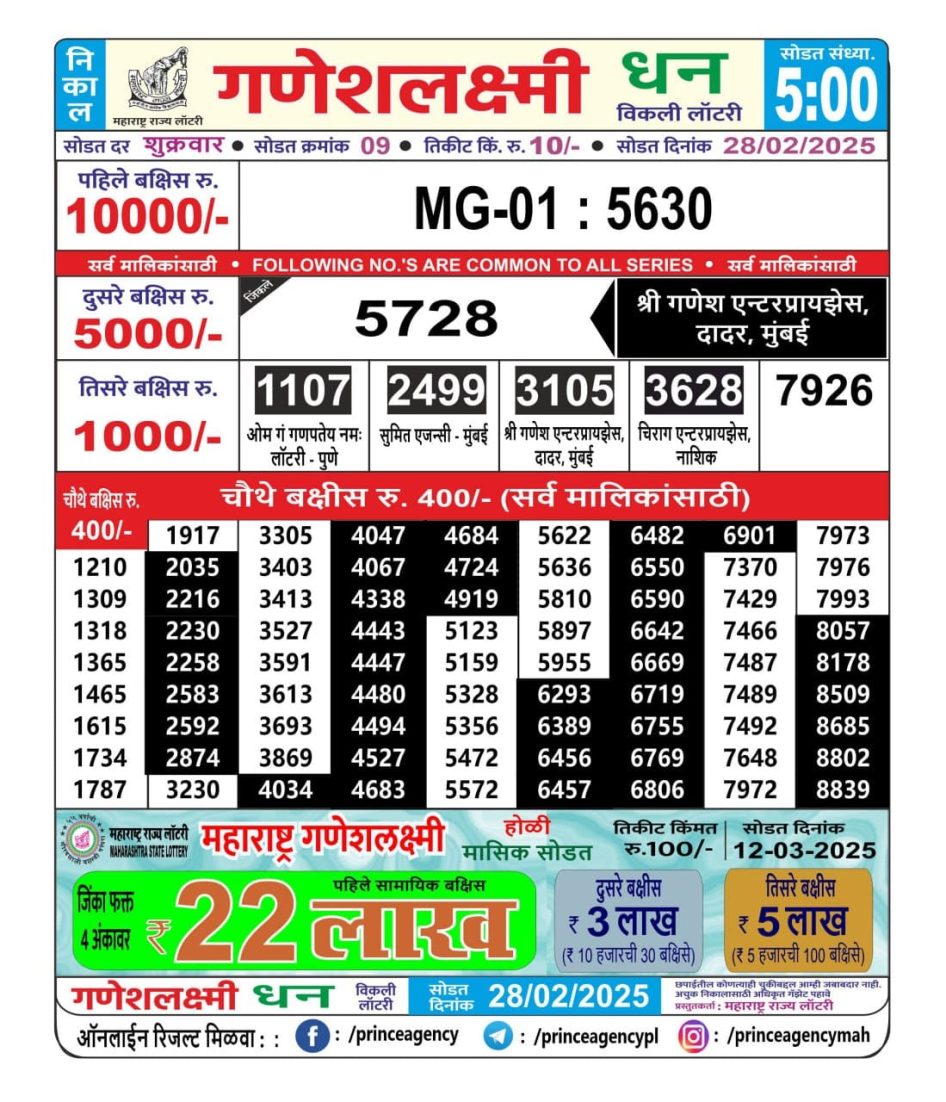 Everest Result Today Dear Lottery Chart