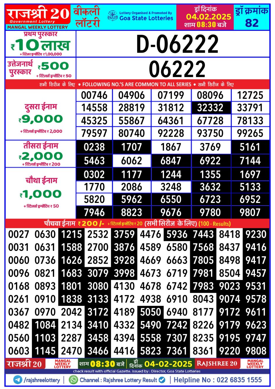 Everest Result Today Dear Lottery Chart