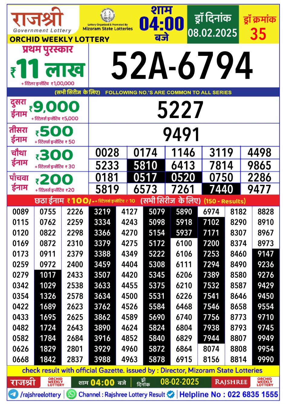 Everest Result Today Dear Lottery Chart