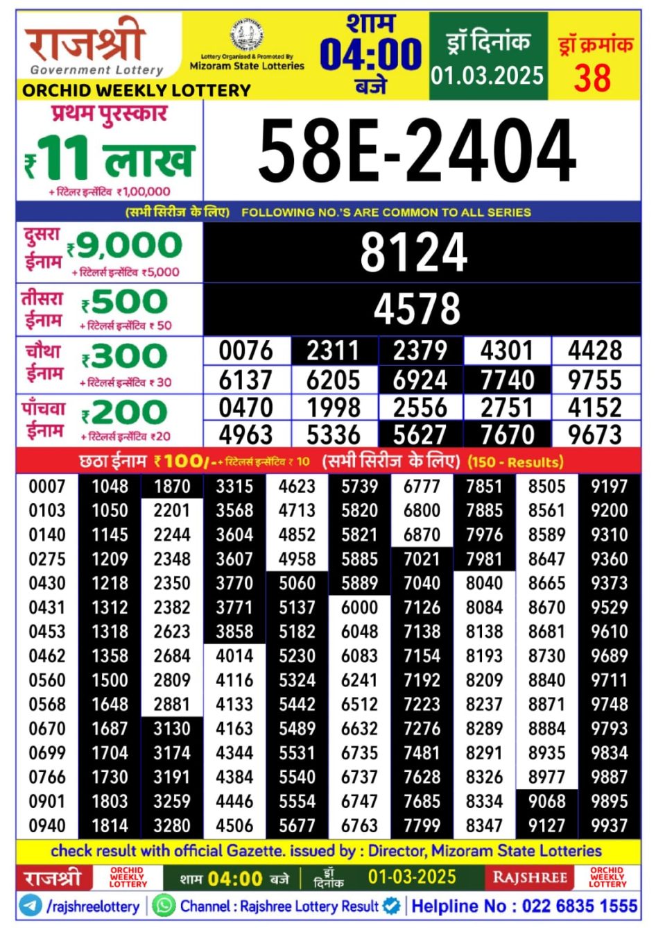 Everest Result Today Dear Lottery Chart