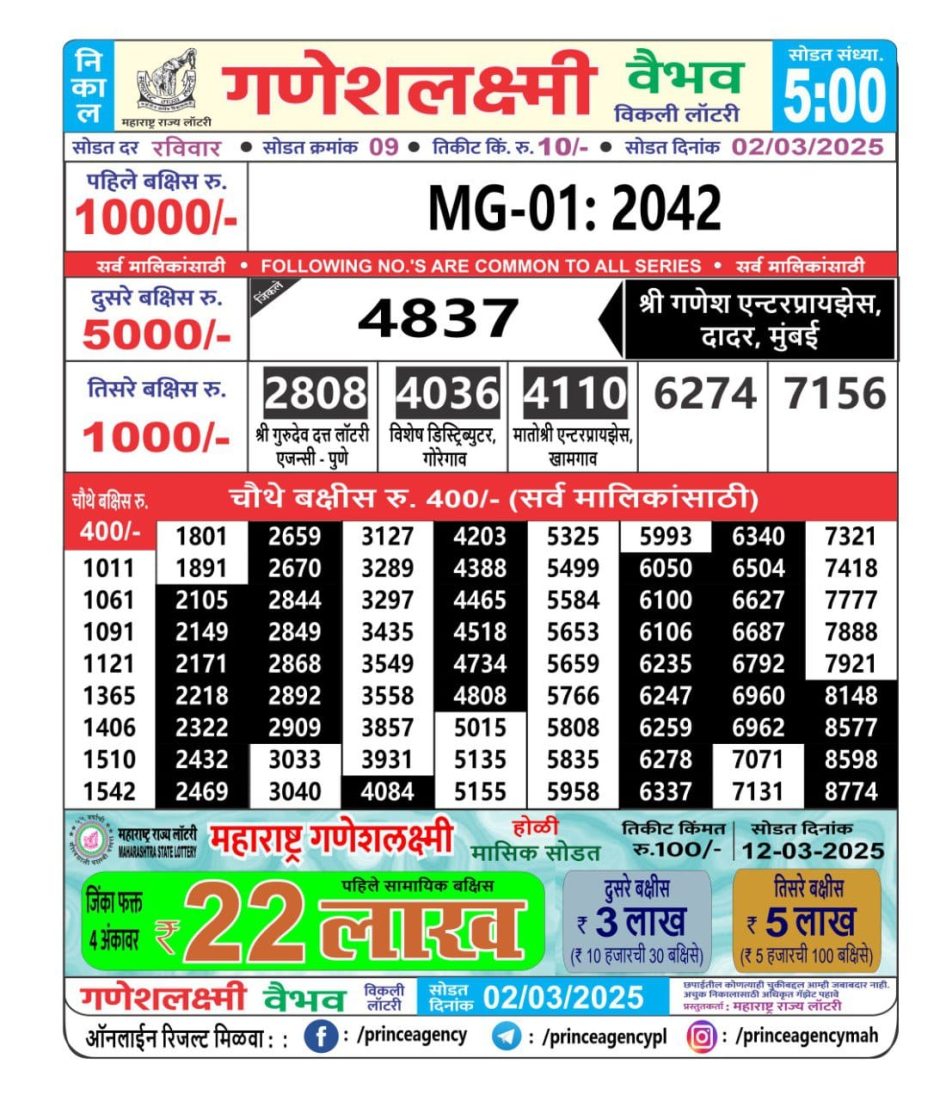 Everest Result Today Dear Lottery Chart