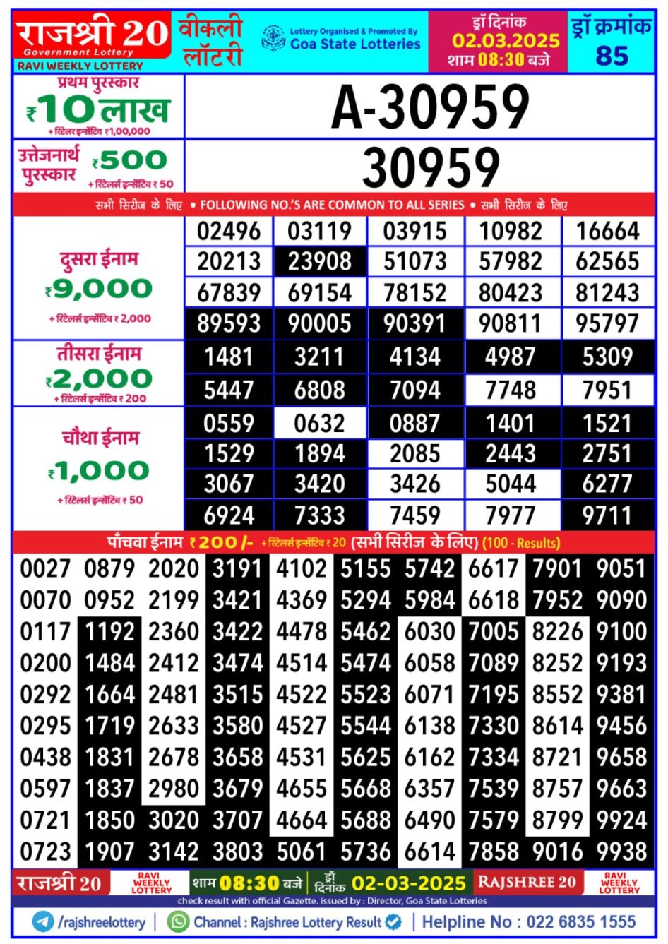 Everest Result Today Dear Lottery Chart