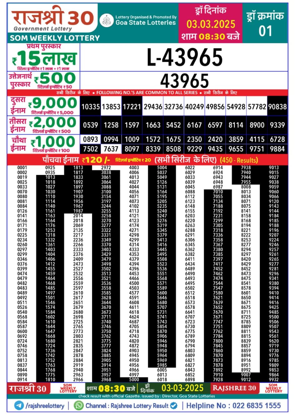 Everest Result Today Dear Lottery Chart