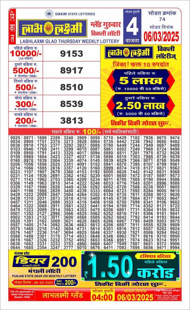 Everest Result Today Dear Lottery Chart