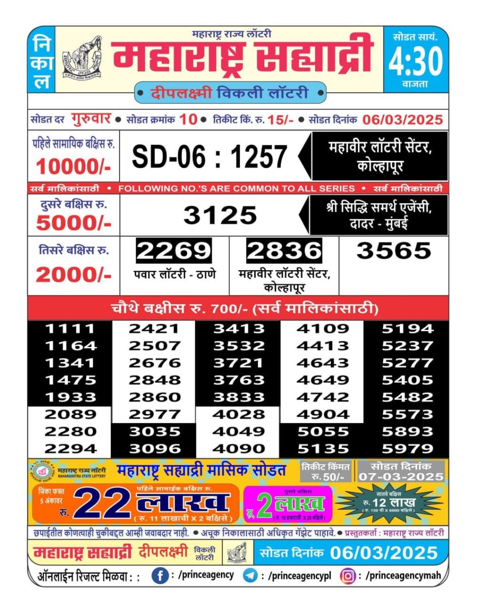 Everest Result Today Dear Lottery Chart