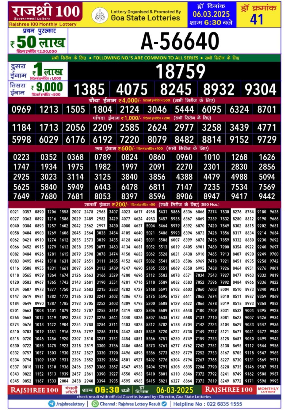 Everest Result Today Dear Lottery Chart