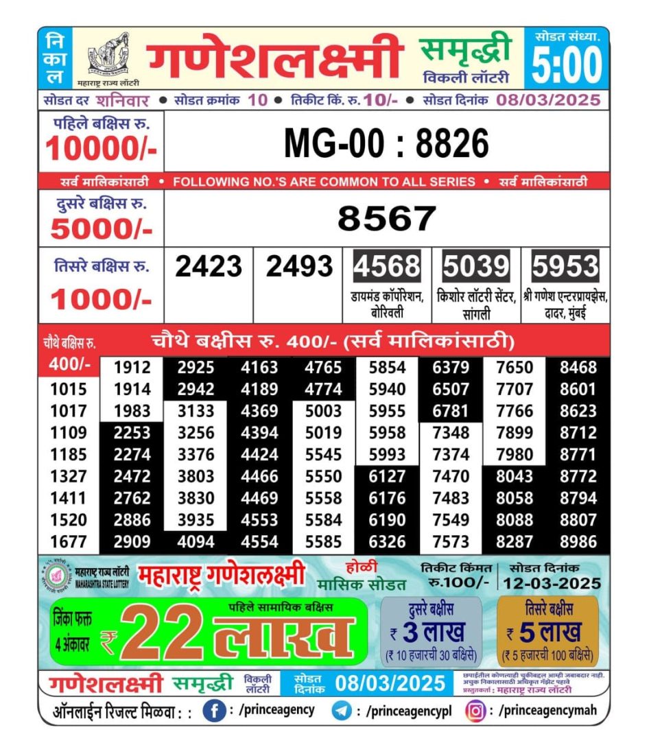 Everest Result Today Dear Lottery Chart