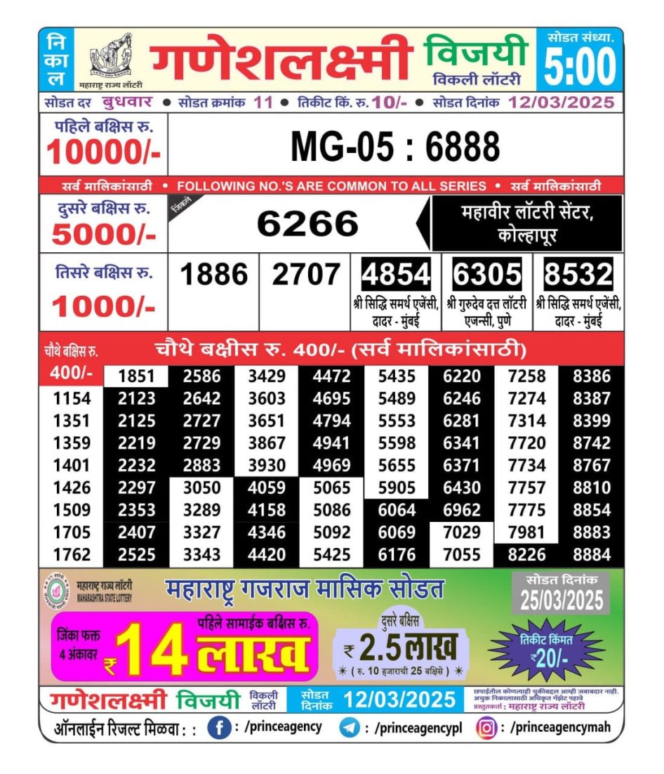 Everest Result Today Dear Lottery Chart