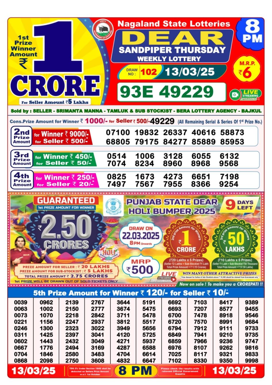 Everest Result Today Dear Lottery Chart