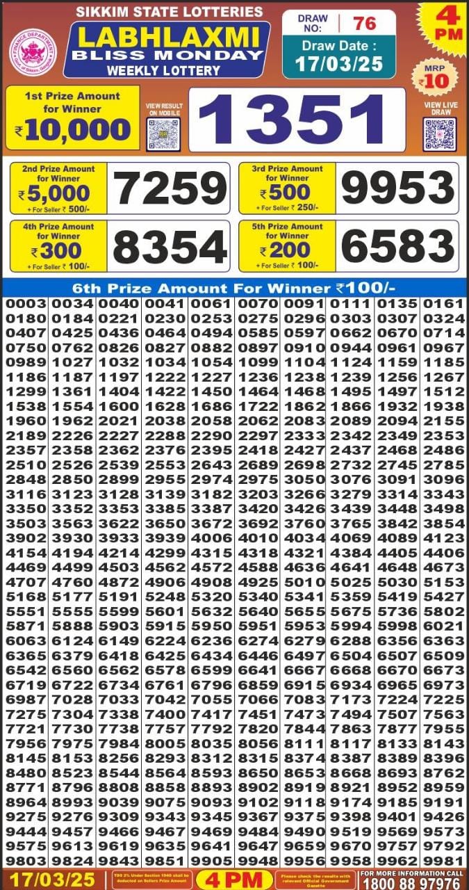 Everest Result Today Dear Lottery Chart