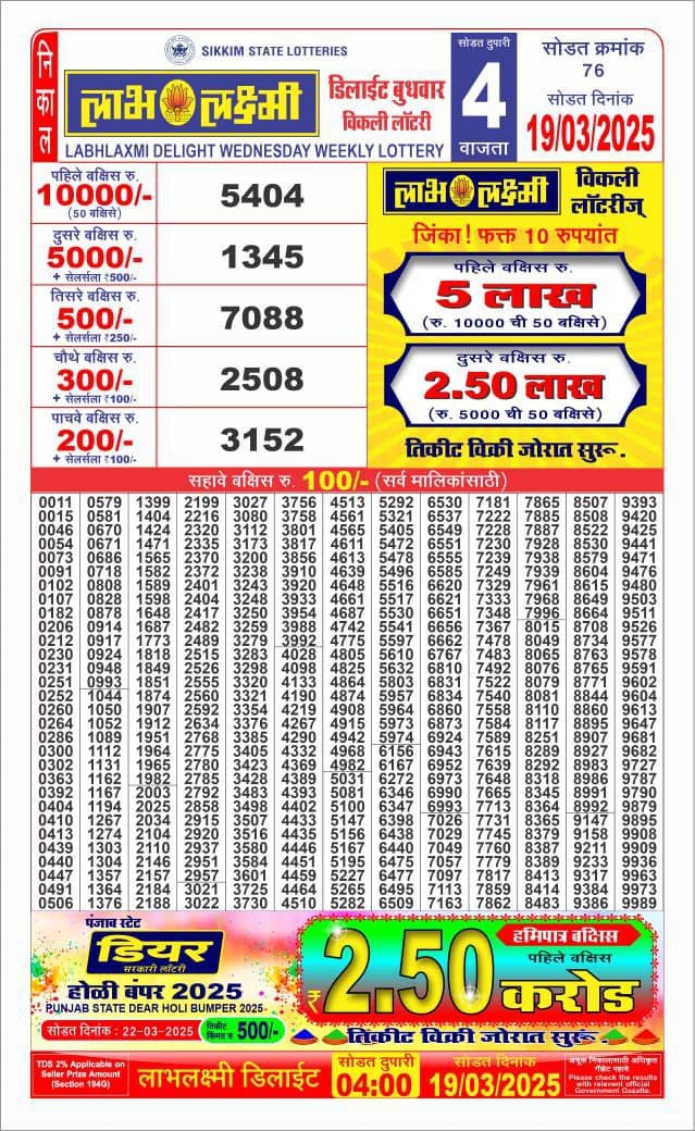 Everest Result Today Dear Lottery Chart