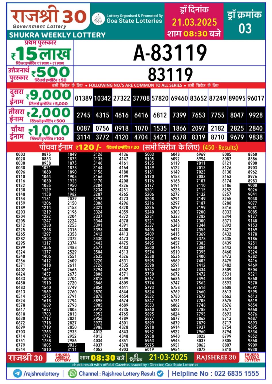 Everest Result Today Dear Lottery Chart