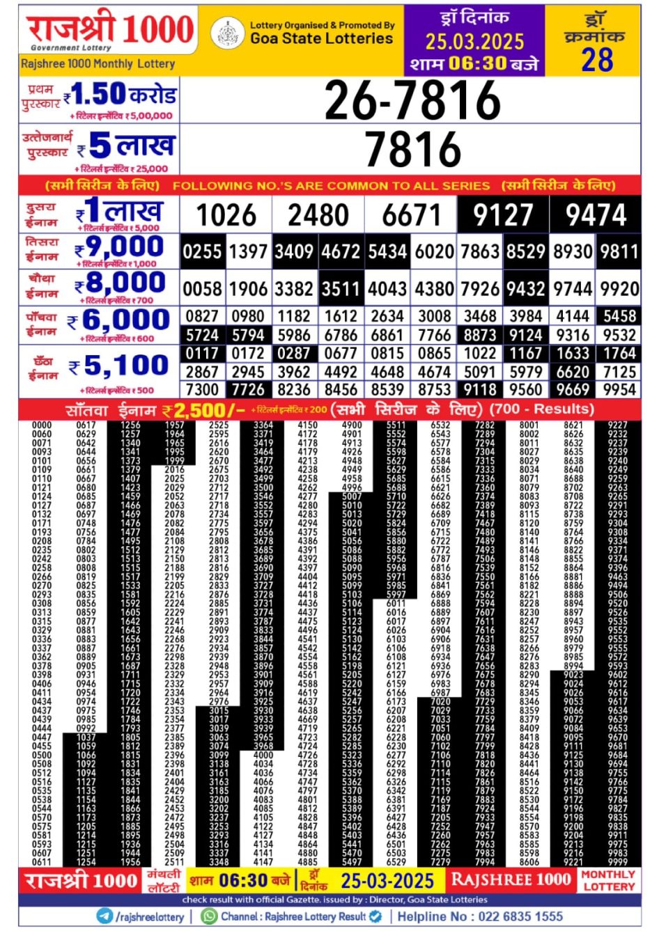 Everest Result Today Dear Lottery Chart