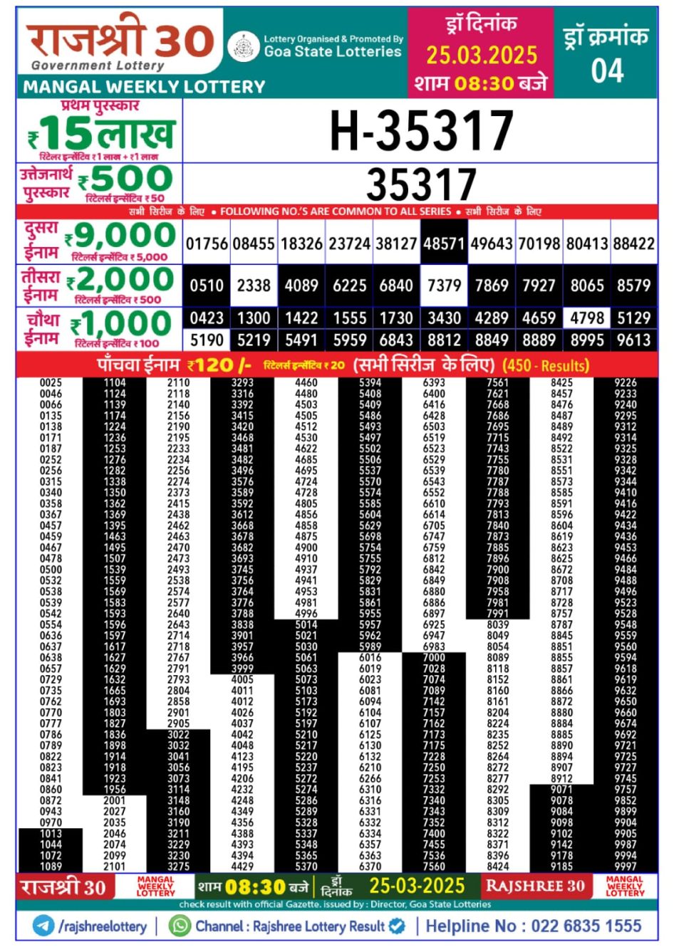 Everest Result Today Dear Lottery Chart