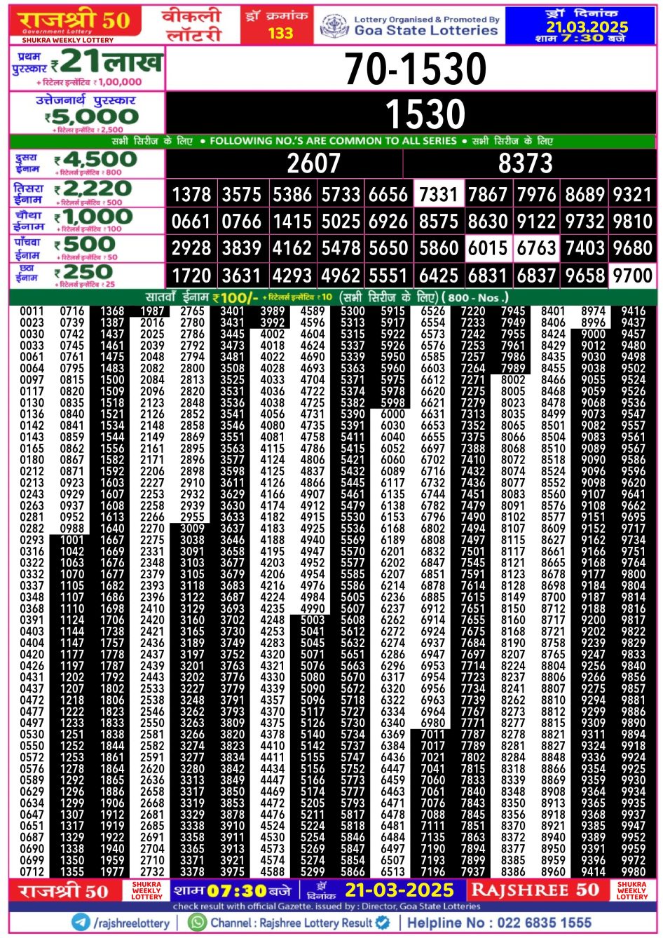 Everest Result Today Dear Lottery Chart