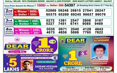 Dear lottery 1pm result 12.3.25